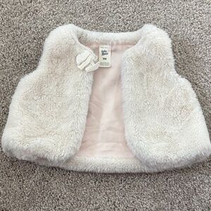 Baby Girls' Cream Faux Fur Vest